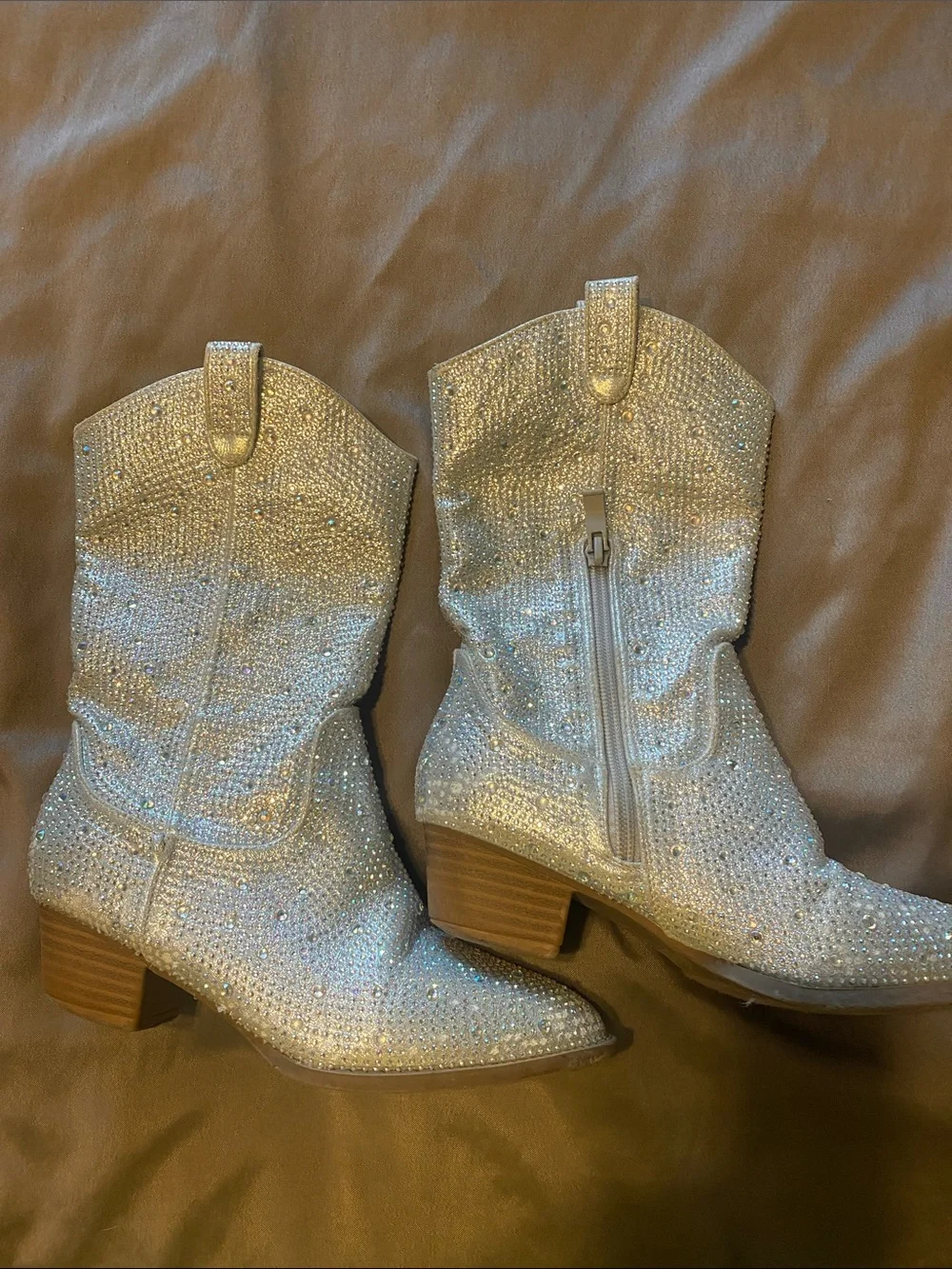Link Silver Crystal Cowboy Boots for Kids